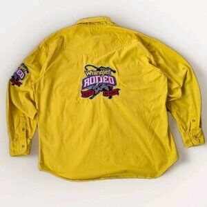 WRANGLER RODEO Button-Up Shirt NO GUTS NO GLORY XL YELLOW Cowboy Western Men's